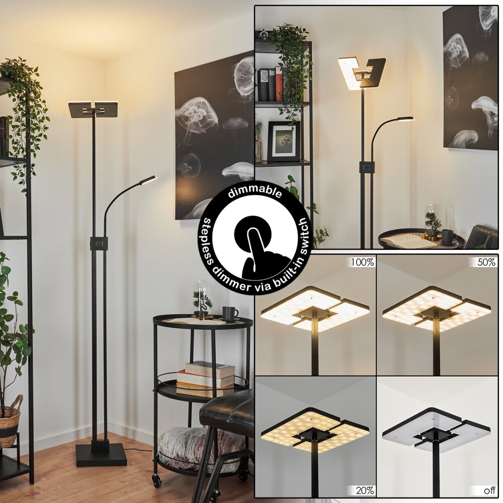 Lampadaire à vasque Janze LED Noir, 2 lumières main product photo