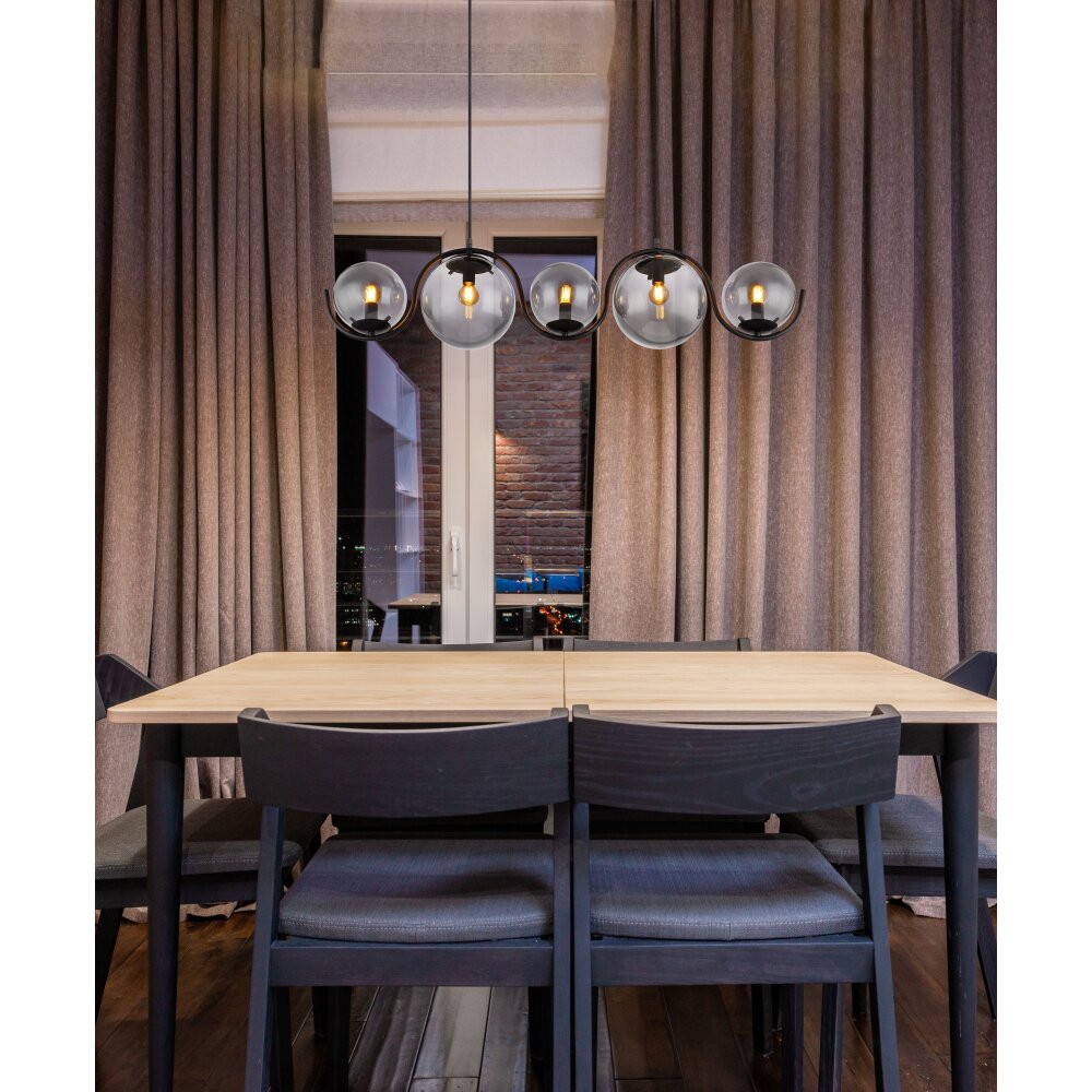 Suspension Globo PORRY Noir, 5 lumières main product photo