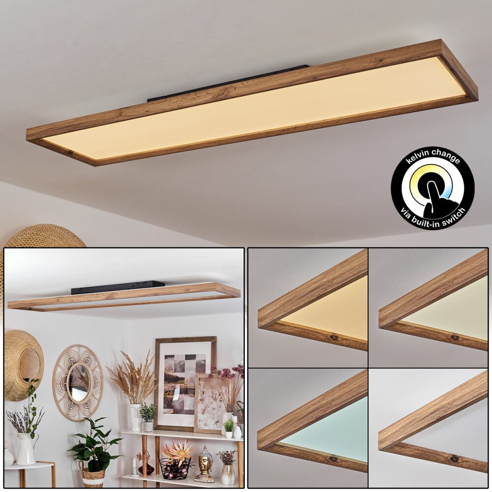 Plafonnier Longvic LED Brun, Couleur bois, Noir, 1 lumière main product photo