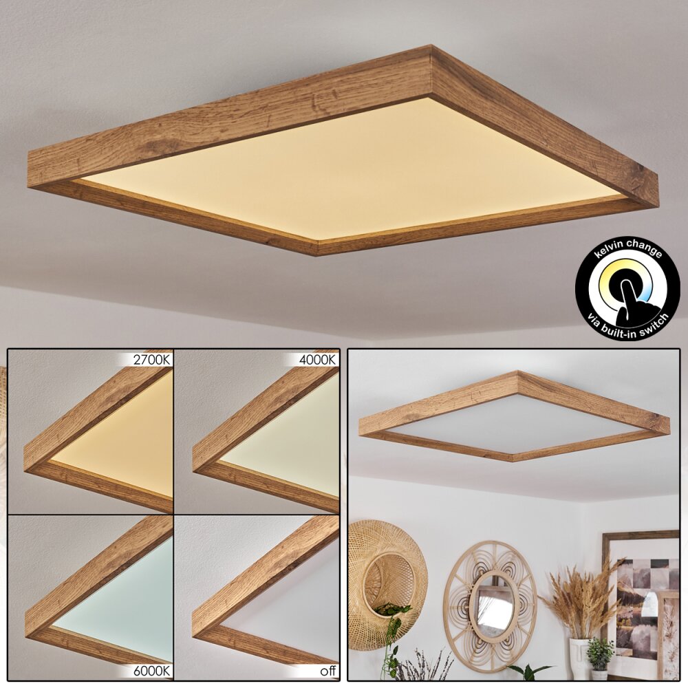 Plafonnier Longvic LED Brun, Couleur bois, Noir, 1 lumière main product photo