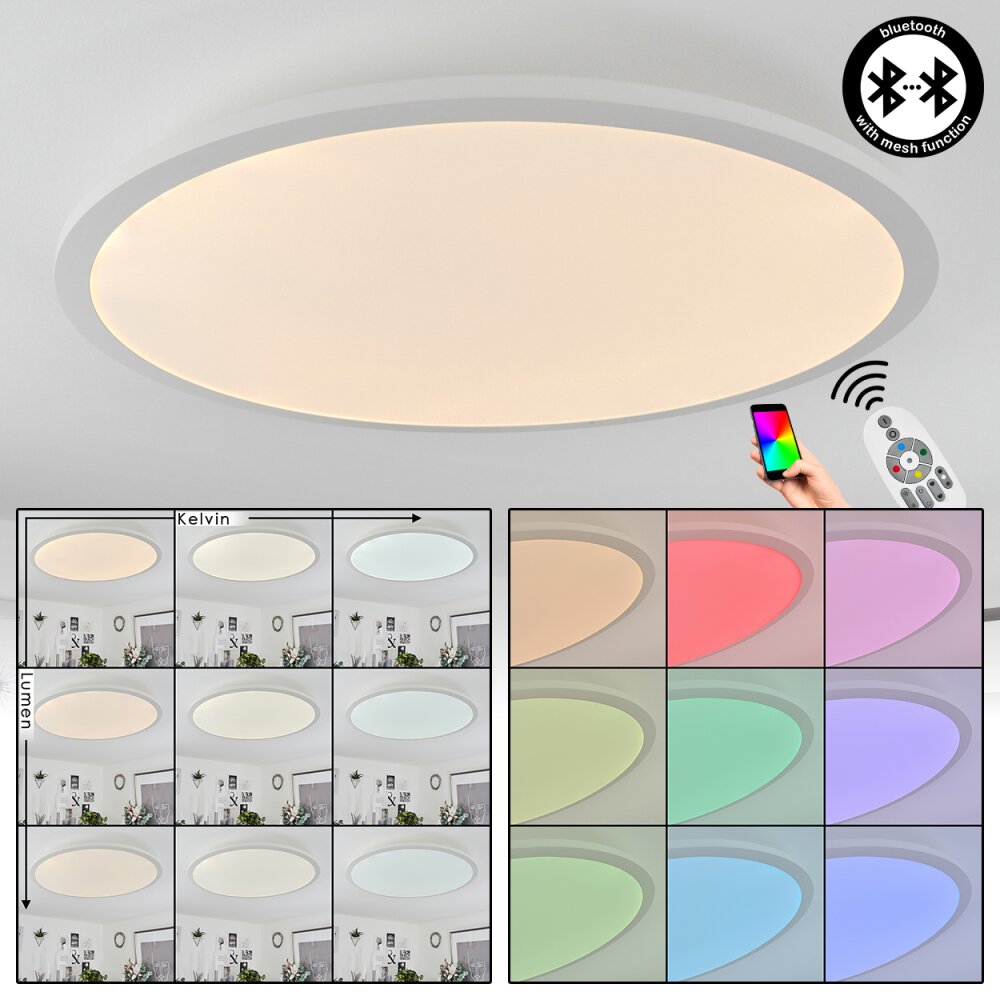 Plafonnier Sani LED Blanc, 1 lumière, Télécommandes, Changeur de couleurs main product photo