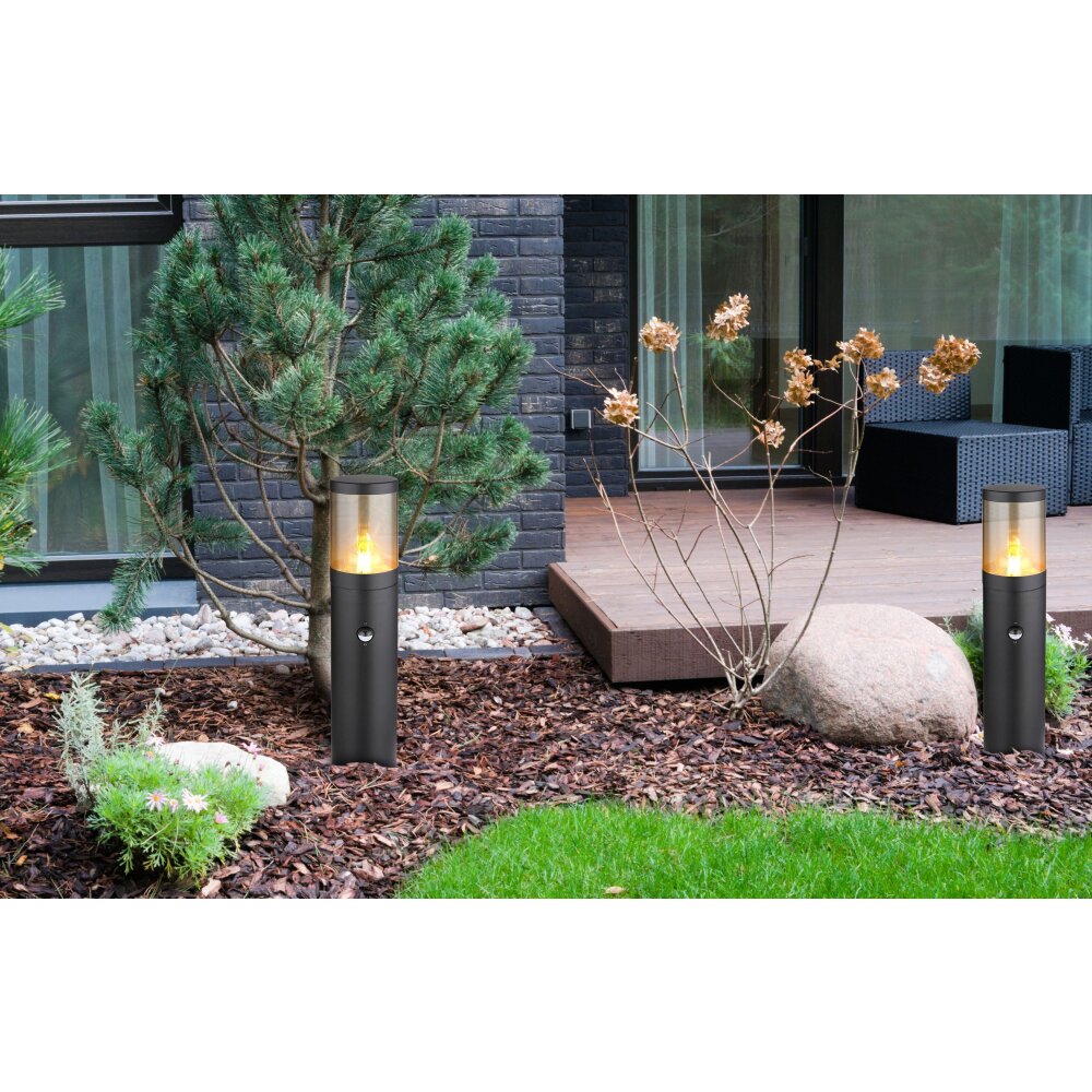 Borne lumineuse Globo XELOO Noir, 1 lumière, Détecteur de mouvement main product photo