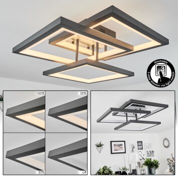 Plafonnier  Solaro LED Gris, 1 lumière