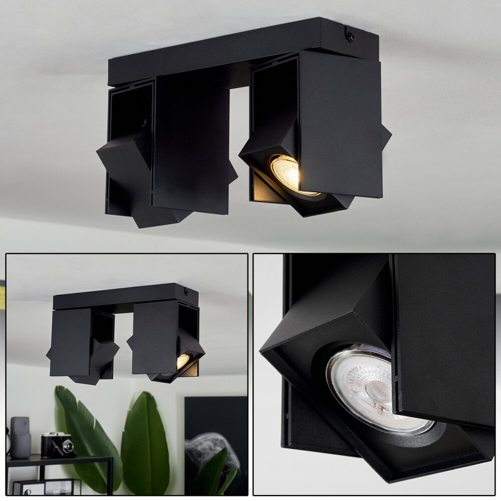 Plafonnier Prassinet Noir, 2 lumières main product photo