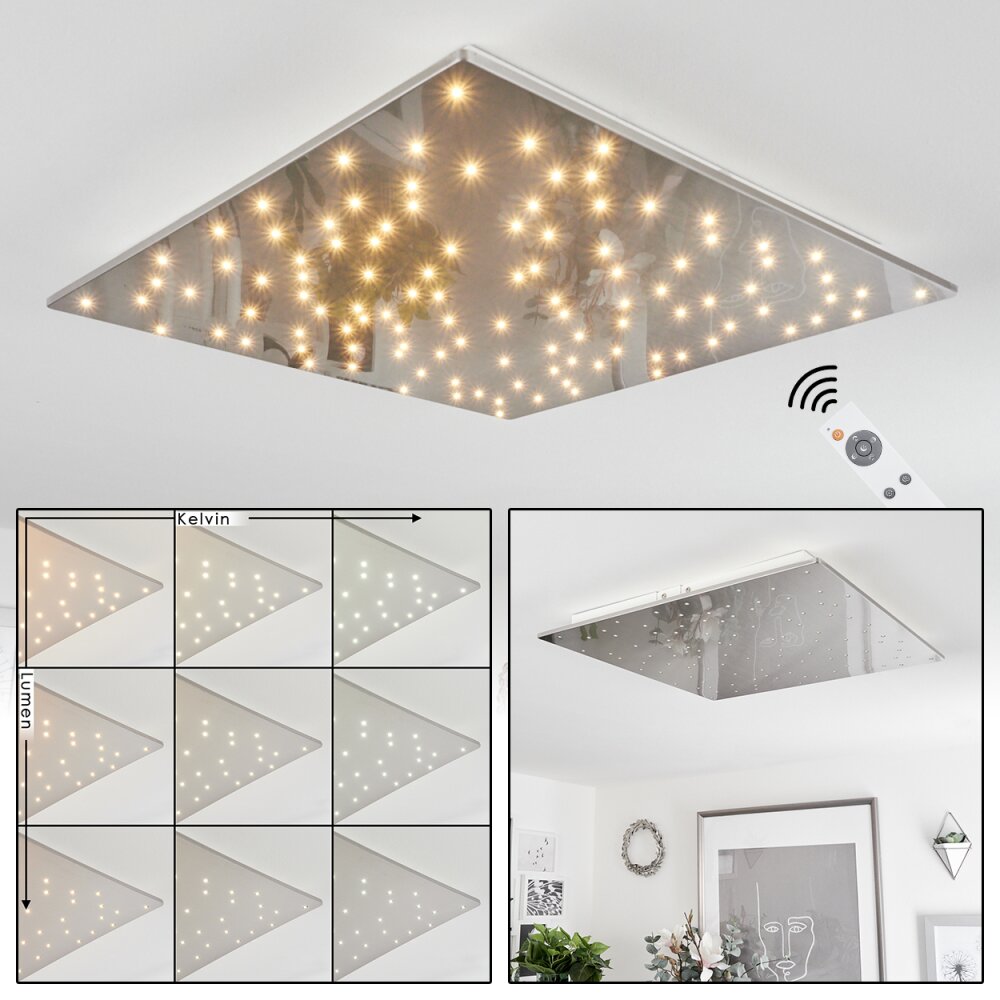 Plafonnier Madrier LED Nickel mat, Blanc, 1 lumière, Télécommandes main product photo