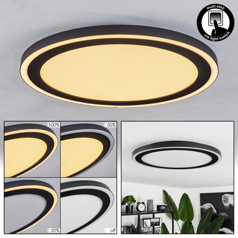 Plafonnier Audrieu LED Noir, Blanc, 2 lumières main product photo