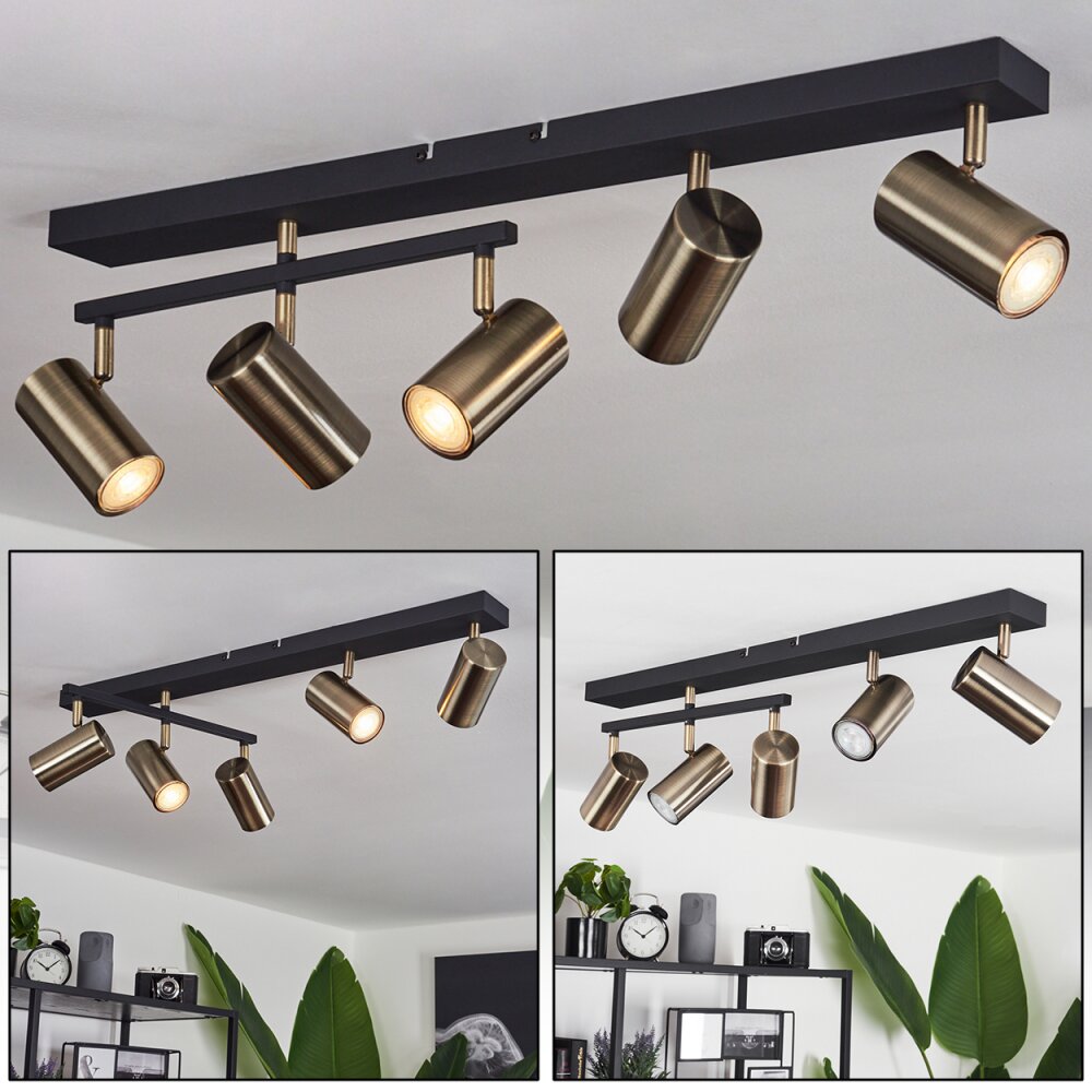Plafonnier Javel Vieux laiton, Noir, 5 lumières main product photo