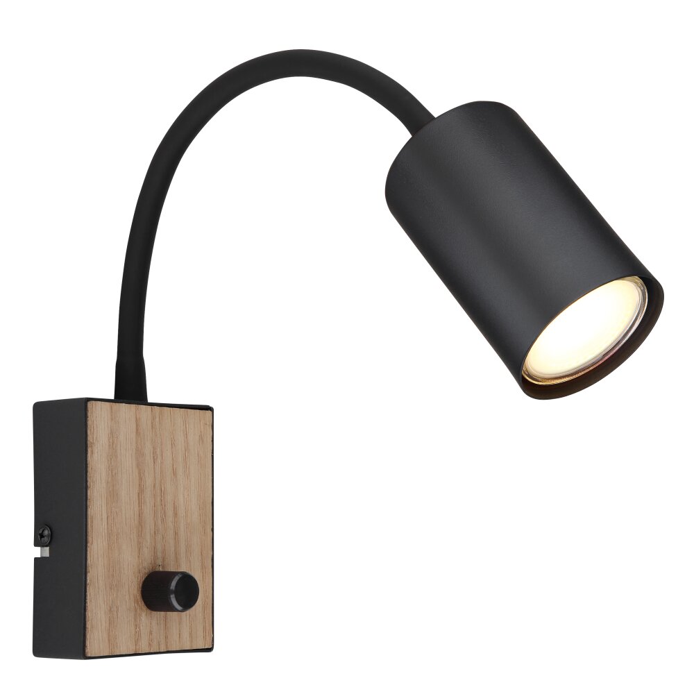Applique murale Globo ROBBY Couleur bois, Noir, 1 lumière main product photo