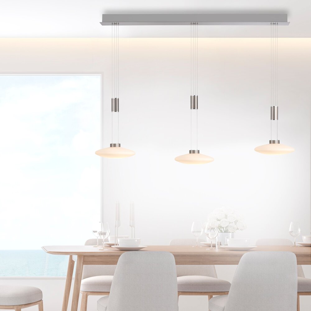 Suspension Paul Neuhaus LAUTADA LED Acier brossé, 3 lumières main product photo