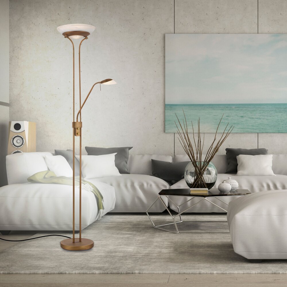 Lampadaire à vasque Leuchten-Direkt ZAHARA LED Vieux laiton, 2 lumières main product photo