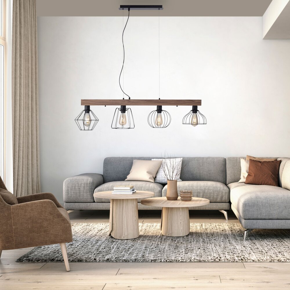 Suspension Leuchten-Direkt KASKA Bois foncé, Noir, 4 lumières main product photo