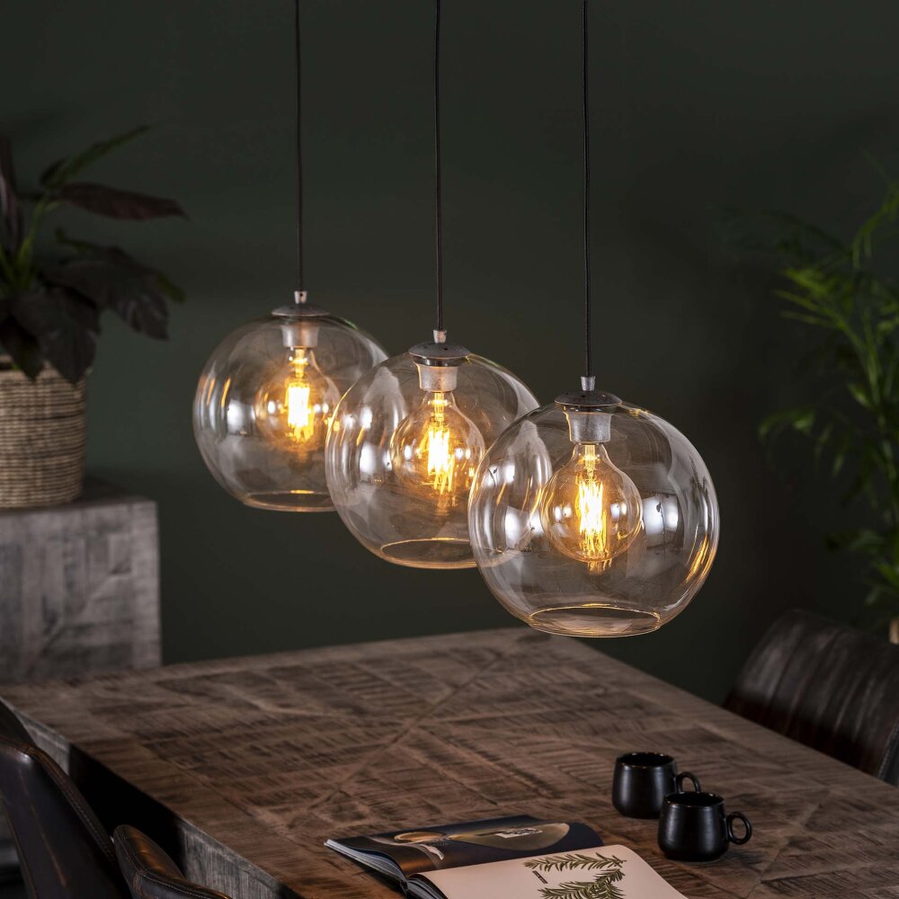 Suspension Minhe Argent Oxydé, 3 lumières main product photo