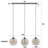 Suspension Minhe Argent Oxydé, 3 lumières