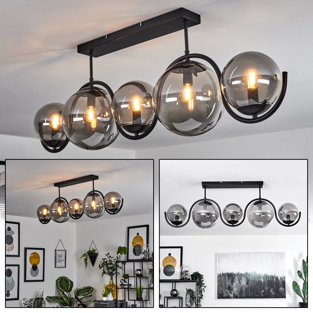 Plafonnier Orieux Noir, 5 lumières main product photo