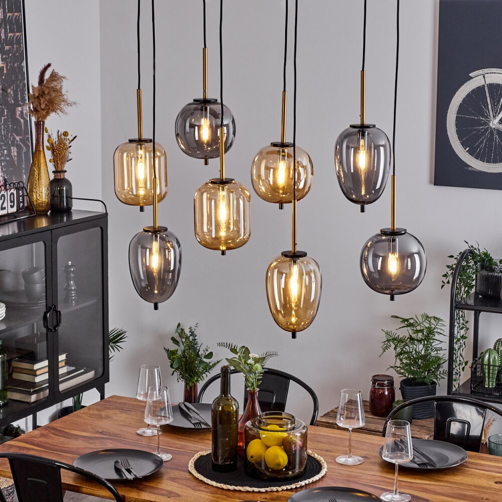 Suspension Verbania Laiton, Noir, 8 lumières main product photo