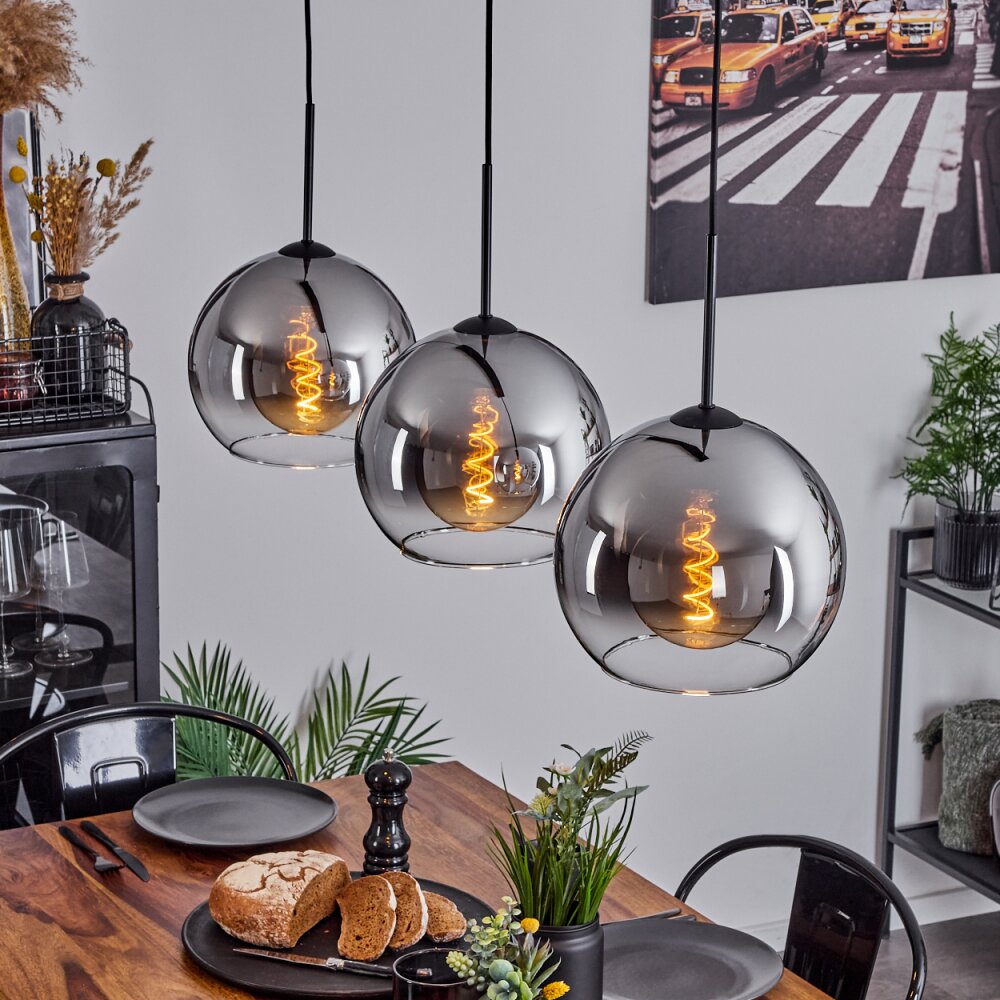 Suspension Boules 25 cm Koyoto Chrome, Clair, 3 lumières main product photo