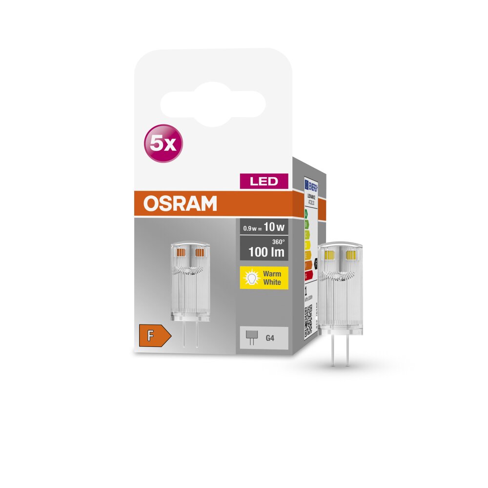 OSRAM LED BASE PIN Lot de 5 LED G4 0,9 Watt 2700 Kelvin 100 lumen main product photo