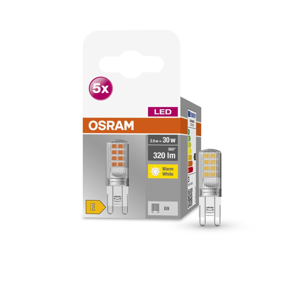 OSRAM LED BASE PIN Lot de 5 LED G9 2,6 watt 2700 kelvin 320 lumen main product photo