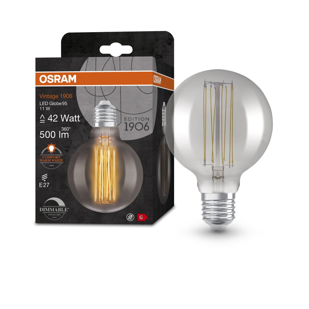OSRAM Vintage 1906® LED E27 11 Watt 1800 Kelvin 500 Lumen main product photo
