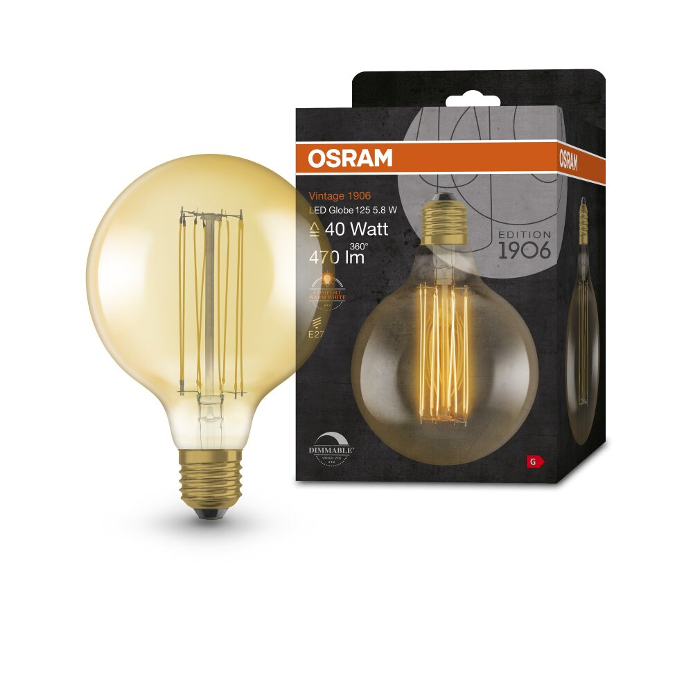 OSRAM Vintage 1906® LED E27 5,8 watt 2200 kelvin 470 lumen main product photo