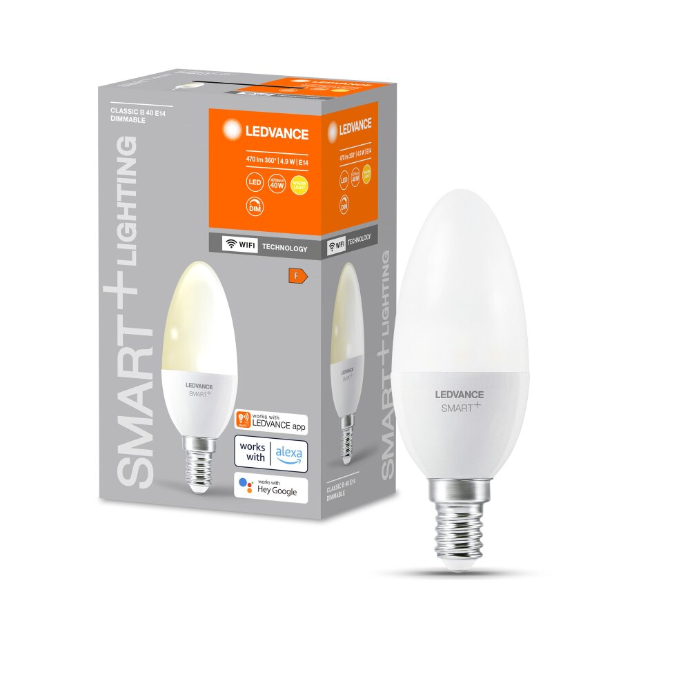 LEDVANCE SMART+ WiFi LED E14 4,9 watt 2700 kelvin 470 lumen main product photo