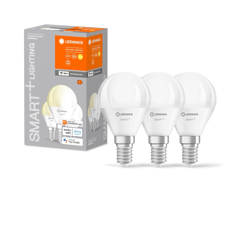 LEDVANCE SMART+ WiFi Set de 3 LED E14 4,9 watt 2700 Kelvin 470 lumen main product photo