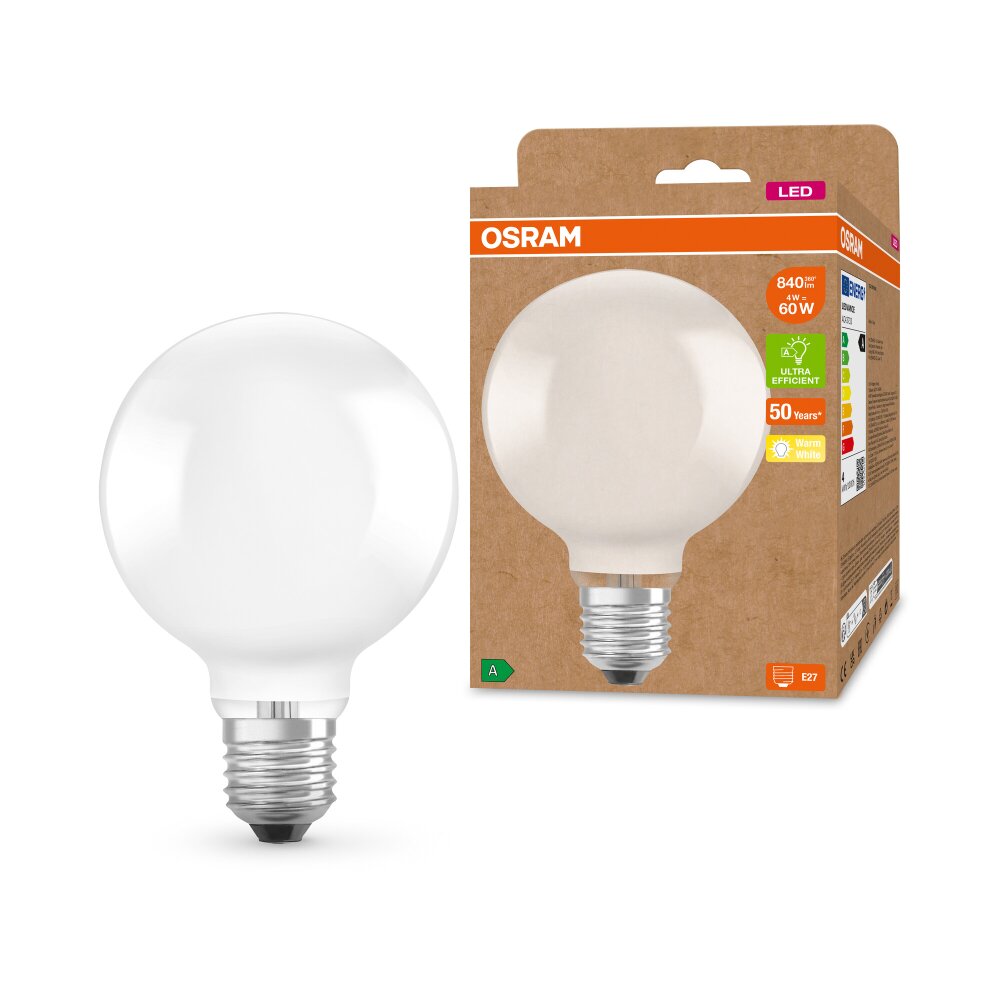 OSRAM LED E27 4 Watt 3000 Kelvin 840 lumen main product photo
