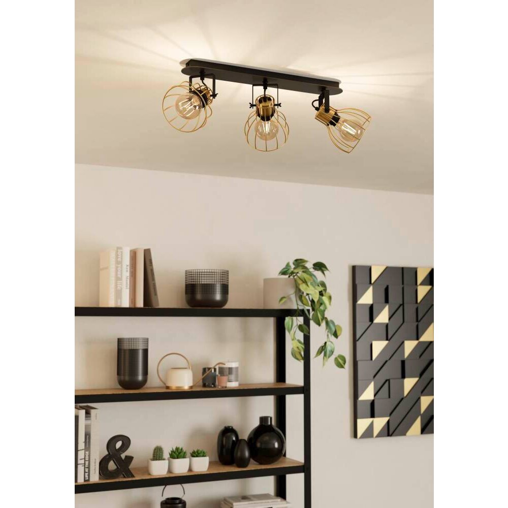 Plafonnier Eglo SAMBATELLO Laiton, Noir, 3 lumières main product photo