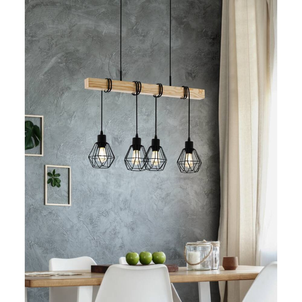 Suspension Eglo TOWNSHEND Écru, Noir, 4 lumières main product photo