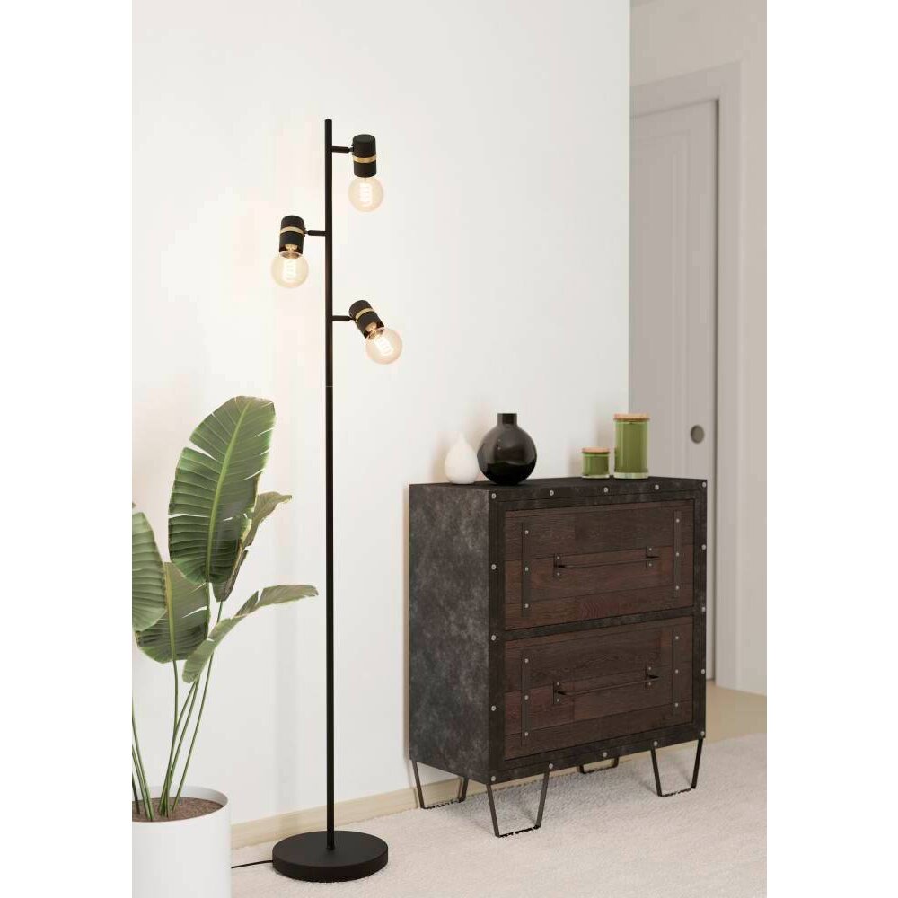 Lampadaire Eglo LURONE Laiton, Noir, 3 lumières main product photo
