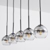 Suspension Verre 15 cm Koyoto Chrome, Clair, Fumé, 5 lumières