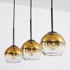 Suspension Verre 15 cm Koyoto Or, Clair, 3 lumières