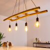 Suspension Canazei Brun, Bois clair, Noir, 4 lumières