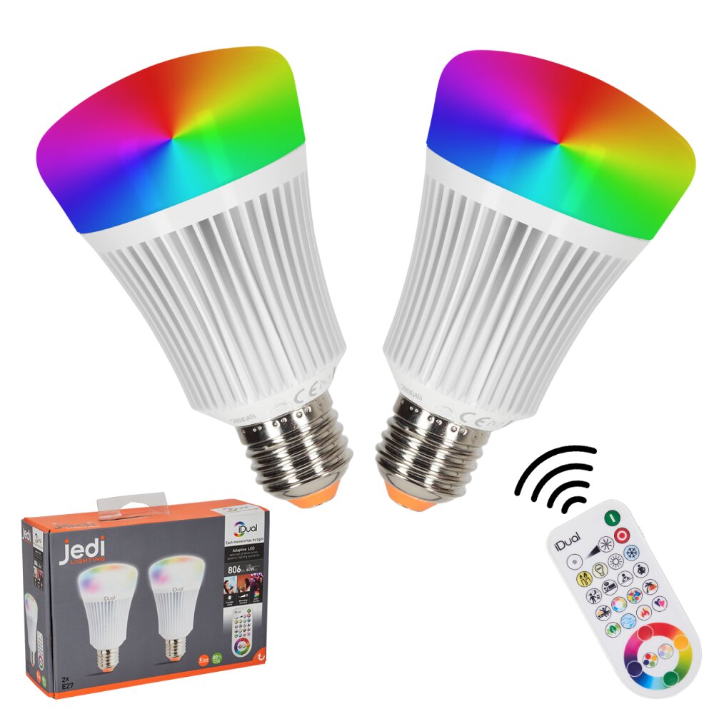 Ampoule G100 Led RGB idual E27 + télécommande 13w 806 lumens