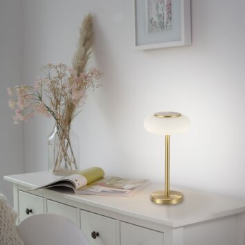 Lampe de table Paul Neuhaus Q-ETIENNE LED Laiton, 1 lumière, Télécommandes