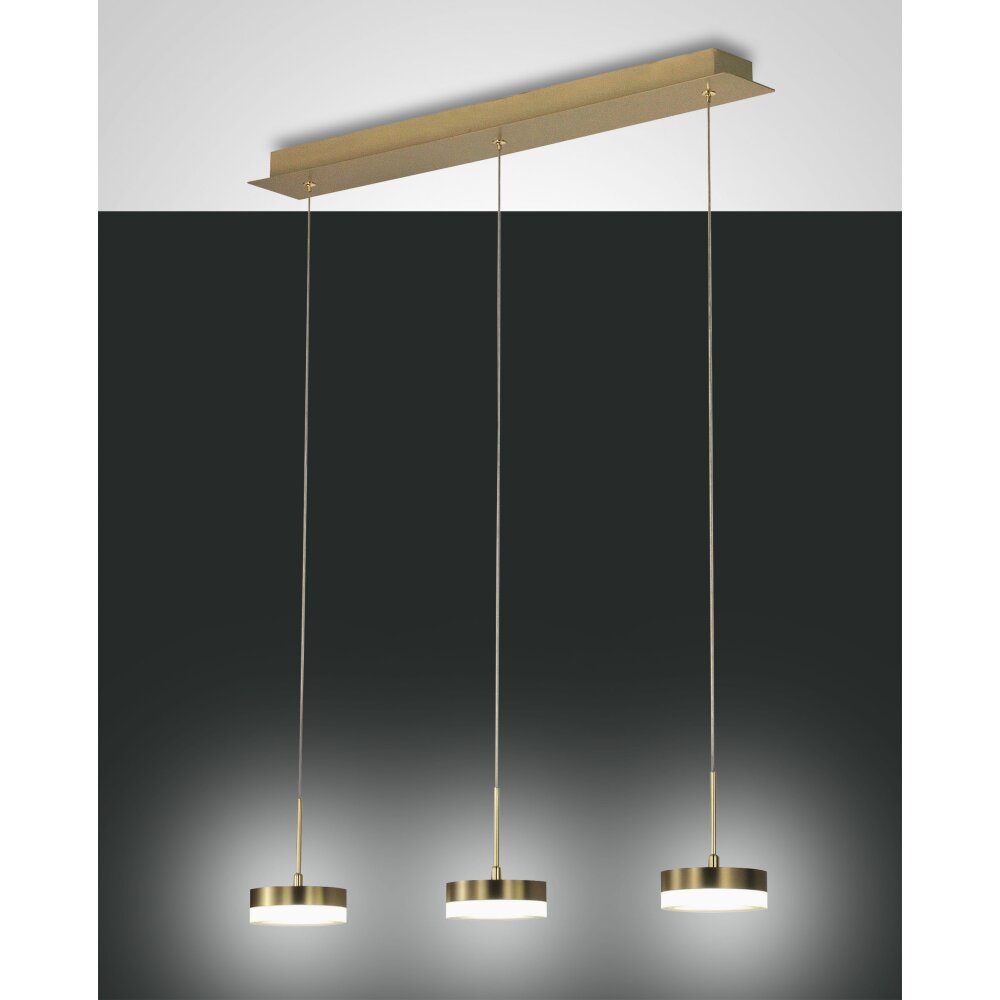 Suspension Fabas Luce Dunk LED Laiton, 3 lumières main product photo
