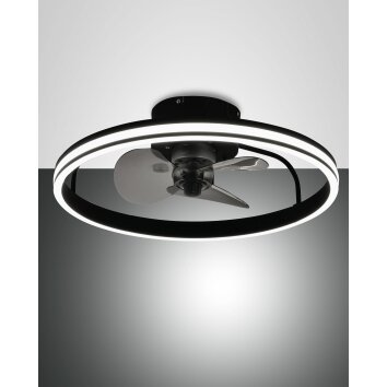 Ventilateur de plafond Fabas Luce Relais LED Noir, 1 lumière