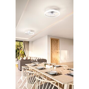 Ventilateur de plafond Fabas Luce Relais LED Blanc, 1 lumière