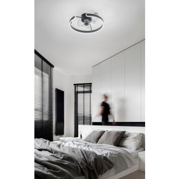 Ventilateur de plafond Fabas Luce Savoy LED Noir, 1 lumière