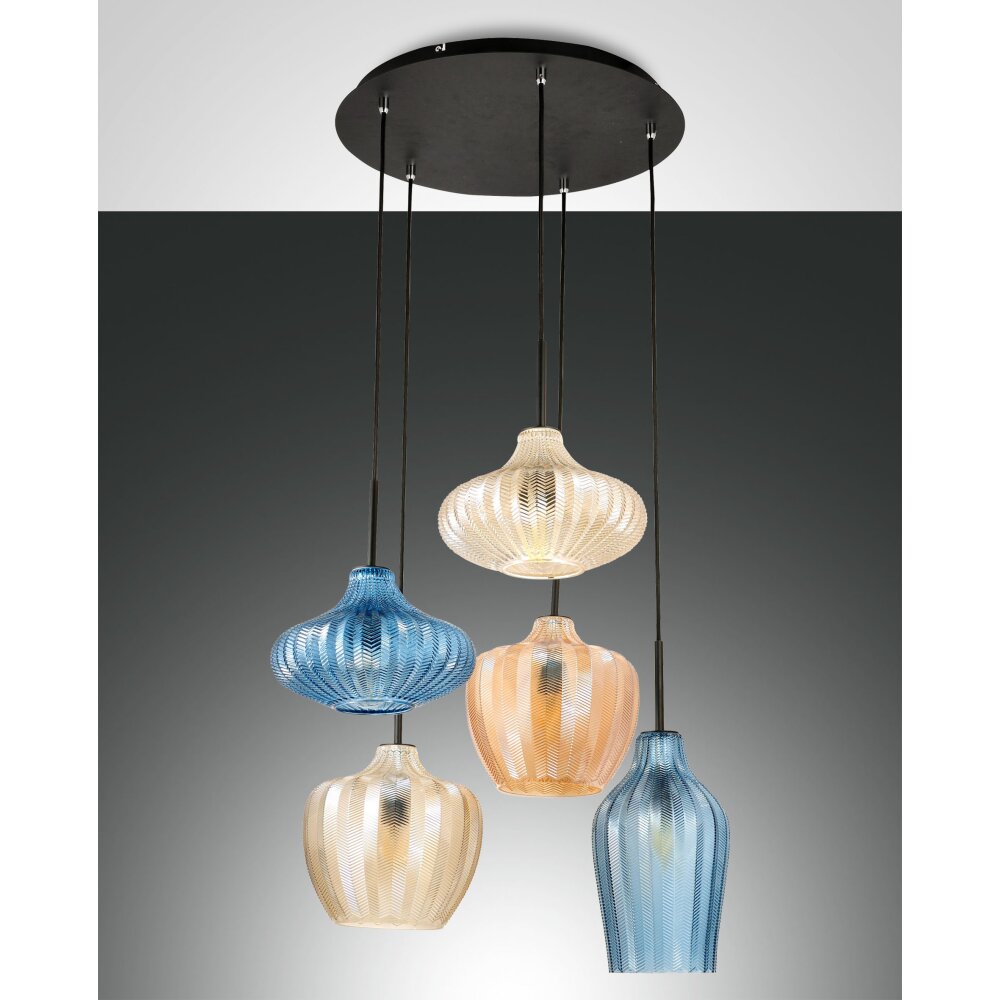 Suspension Fabas Luce Olbia Noir, 3 lumières main product photo