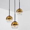 Suspension Verre 15 cm Koyoto Or, Clair, 3 lumières