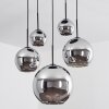 Suspension Verre 15 cm, 20 cm, 25 cm, 30cm Koyoto Chrome, Fumé, 5 lumières