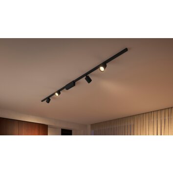 Plafonnier Kit de base Philips Hue Perifo LED Noir, 4 lumières, Changeur de couleurs