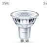 Philips Classic Lot de 2 LED GU10 3,5 watt 2700 kelvin 255 lumen