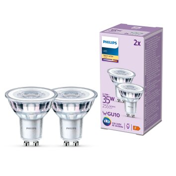 Philips Classic Lot de 2 LED GU10 3,5 watt 2700 kelvin 255 lumen