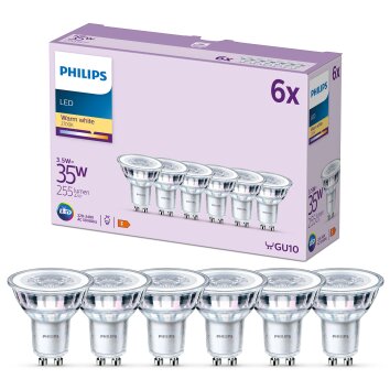 Philips Classic Lot de 6 LED GU10 3,5 watt 2700 kelvin 255 lumen