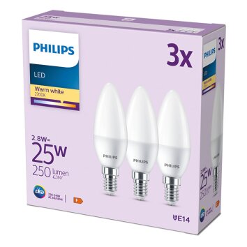Philips Classic Lot de 3 LED E14 2,8 watt 2700 kelvin 250 lumen