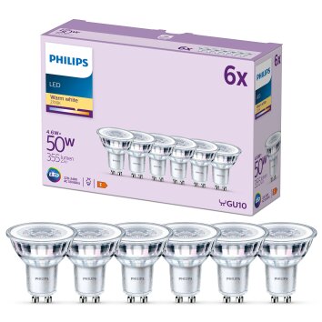 Philips Classic Lot de 6 LED GU10 4,6 watt 2700 kelvin 355 lumen