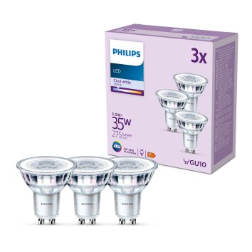 Philips Classic Lot de 3 LED GU10 3,5 watt 4000 kelvin 275 lumen