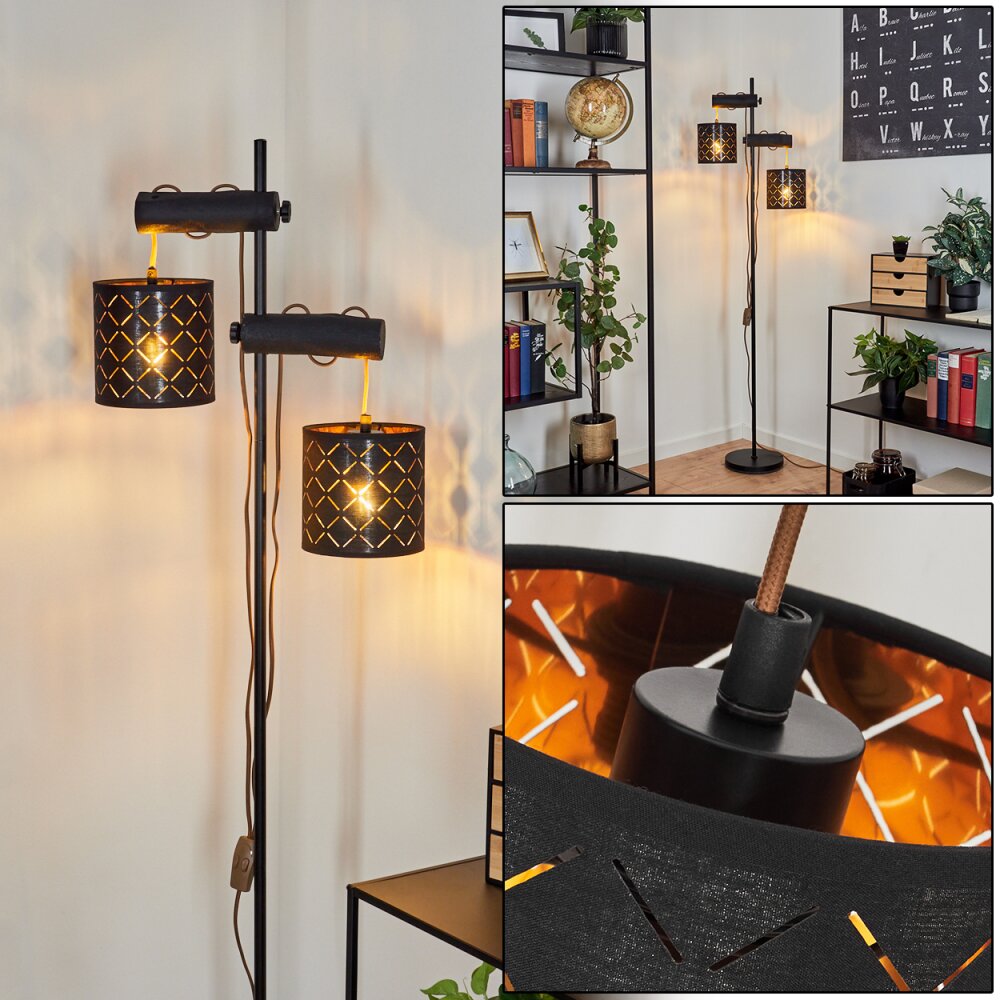Lampadaire Tallaboa Noir, 2 lumières main product photo